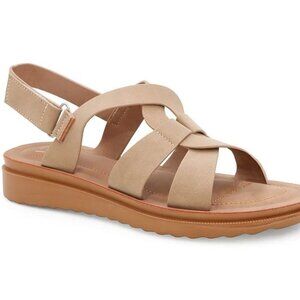 Yoki Carlota-04 Women's Criss-Cross Upper Slide Sandals Size 10 Taupe